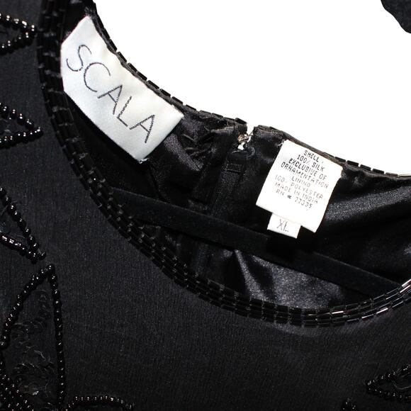 Vintage Scala 100% Silk Full Sequin Maxi Dress Size XL - Picture 9 of 10